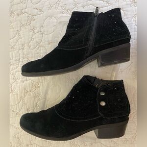 Black Suede Lazer Cut Ankle Boots